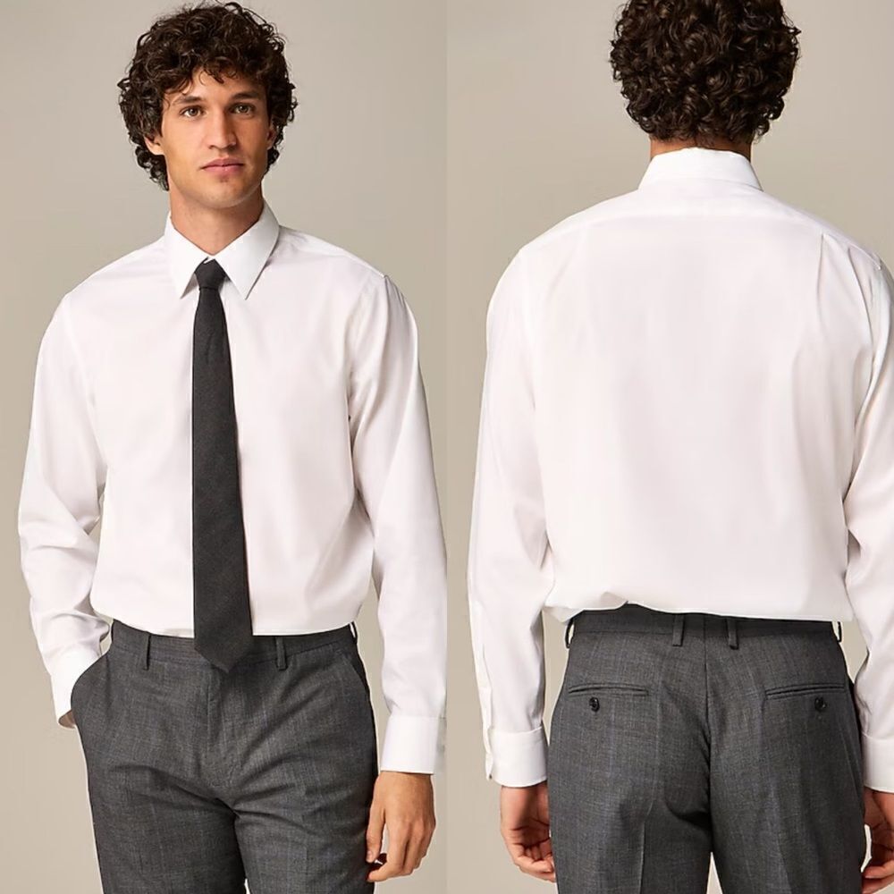 NWT J CREW Bowery performance stretch dress shirt with spread collar in white